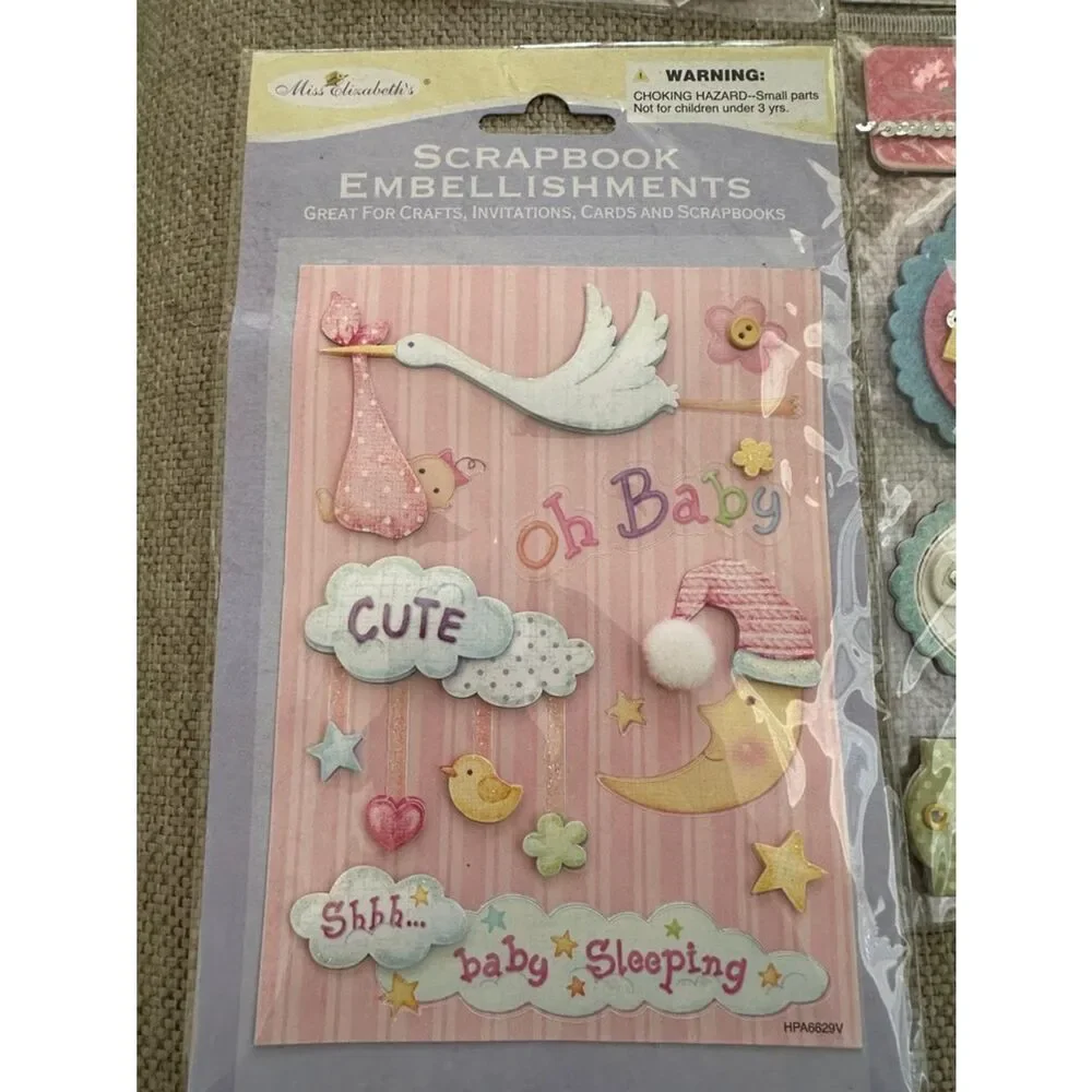 NWT Assorted Baby Girl Sticker and Embellishment Lot - Pink